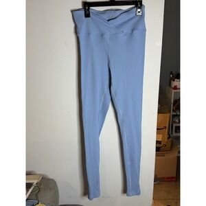 Year of Ours Ribbed Crossover V-Waist Leggings Light Blue Womens Large